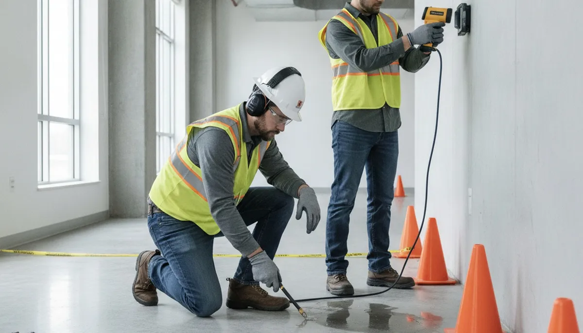 Leak detection plumber inspecting hidden pipe leaks in Cape Coral, FL